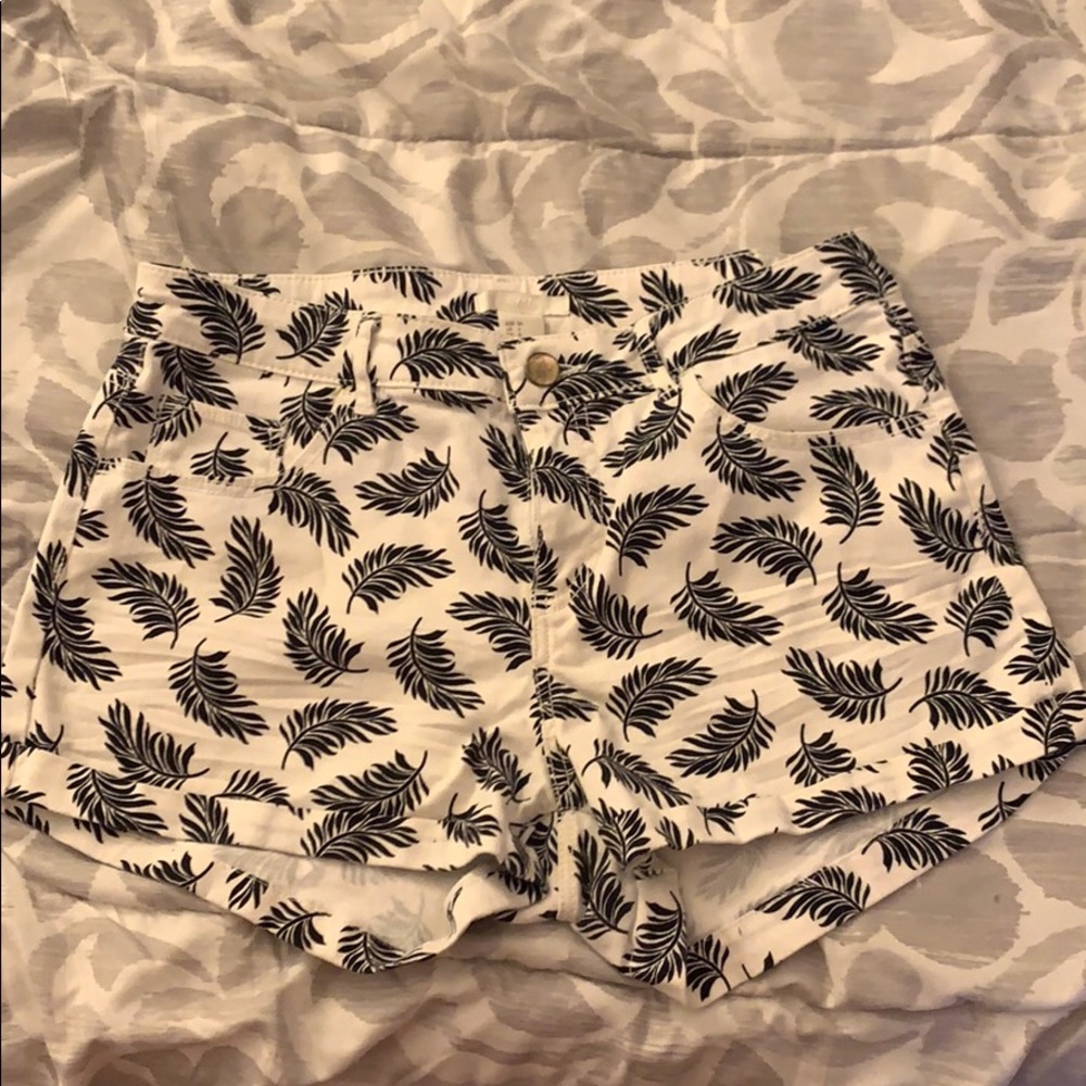Black & White Feather Shorts